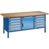 Compact workbench, W2000xD700xH845 mm, with 1 door and 11 drawers, type TM CLASSIC